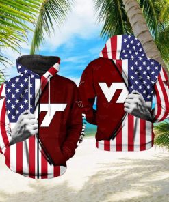 Virginia Tech Hokies NCAA US Flag 3D Printed Hoodie