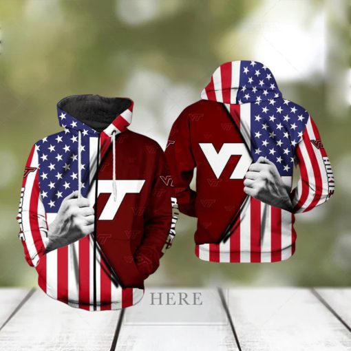 Virginia Tech Hokies NCAA US Flag 3D Printed Hoodie