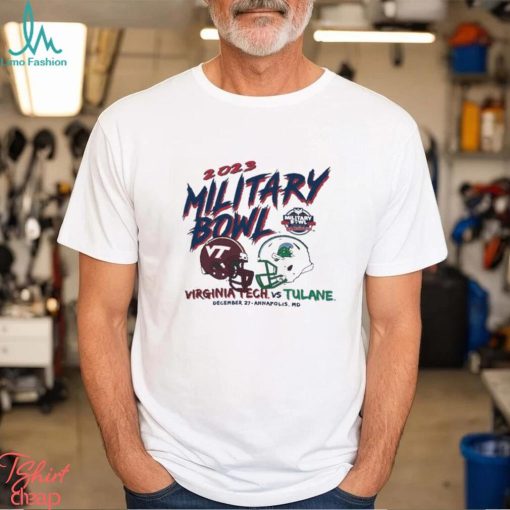 Virginia Tech Vs Tulane 2023 Military Bowl Champion Brand Dueling Helmets Shirt