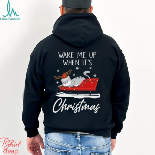 Wake Me Up When It’s Christmas   Funny Christmas Cat Classic T Shirt