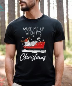 Wake Me Up When It's Christmas Funny Christmas Cat Classic T Shirt