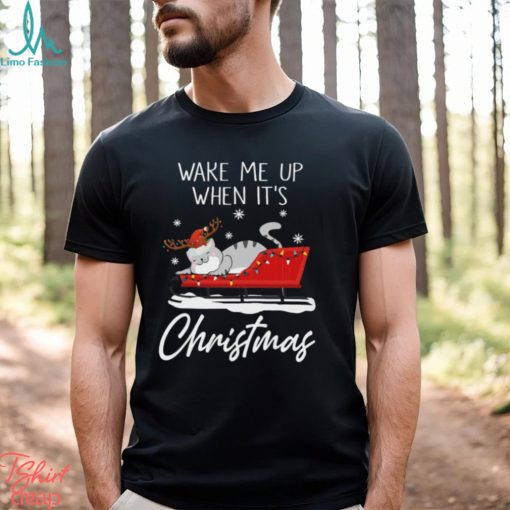 Wake Me Up When It’s Christmas   Funny Christmas Cat Classic T Shirt