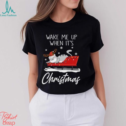 Wake Me Up When It’s Christmas   Funny Christmas Cat Classic T Shirt