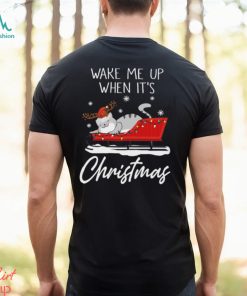 Wake Me Up When It's Christmas Funny Christmas Cat Classic T Shirt