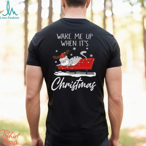 Wake Me Up When It’s Christmas   Funny Christmas Cat Classic T Shirt