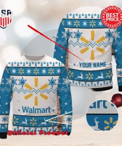 Walmart Custom Name White Design Logo Snowflake Ugly Christmas Sweater