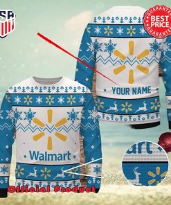 Walmart Custom Name White Design Logo Snowflake Ugly Christmas Sweater