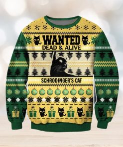Wanted Death And Life Schrödinger’s Cat Funny 3D Christmas Ugly Sweater