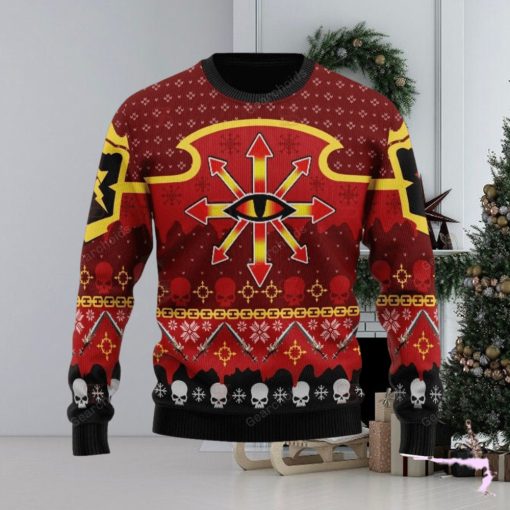 Warhammer 40K Chaos Reigns Khorne Iconic Ugly Sweater Christmas Sweatshirt 3D Printed