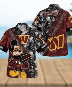 Washington Commanders Mickey Mouse Floral Short Sleeve Hawaii Shirt, Washington Commanders Shirt