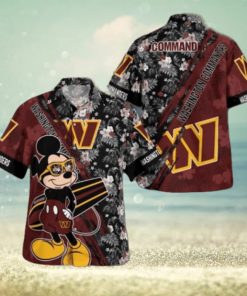 Washington Commanders Mickey Mouse Floral Short Sleeve Hawaii Shirt, Washington Commanders Shirt