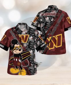 Washington Commanders Mickey Mouse Floral Short Sleeve Hawaii Shirt