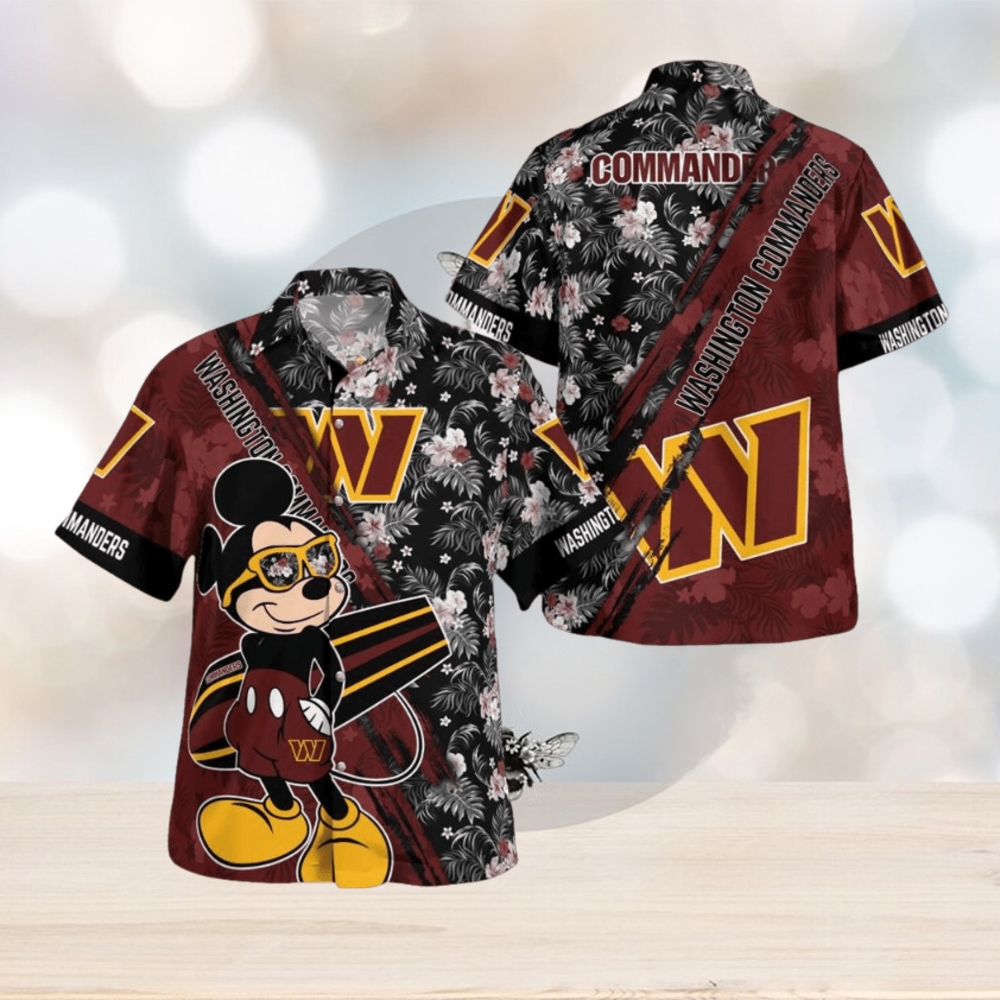 Washington Commanders Mickey Mouse Floral Short Sleeve Hawaii Shirt Washington Commanders Mickey Mouse Floral Short Sleeve Hawaii Shirt