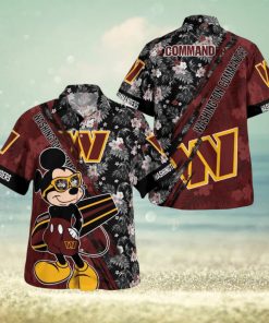 Washington Commanders Mickey Mouse Floral Short Sleeve Hawaii Shirt