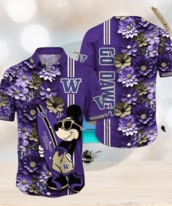 Washington Huskies Hawaiian Shirt Mickey Love Surfing Trending Summer Gift