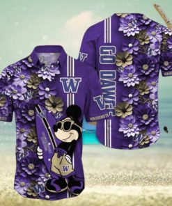 Washington Huskies Hawaiian Shirt Mickey Love Surfing Trending Summer Gift