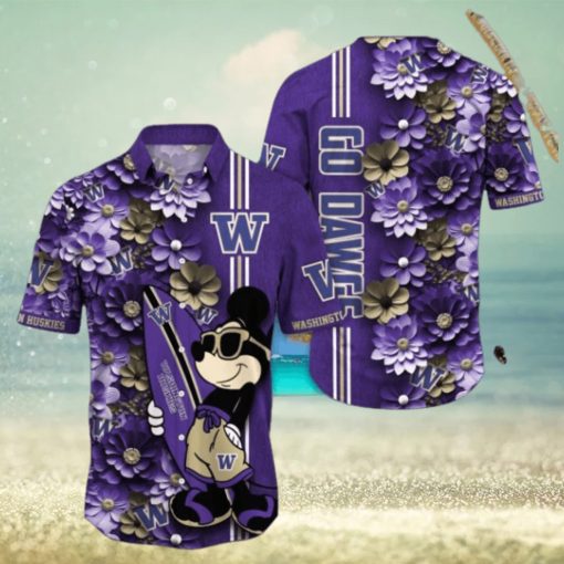 Washington Huskies Hawaiian Shirt Mickey Love Surfing Trending Summer Gift