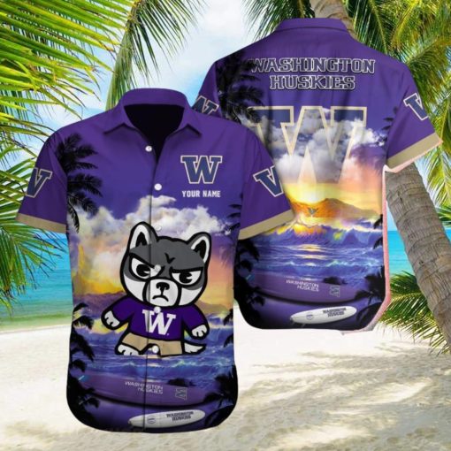 Washington Huskies NCAA Print Custom Name Men And Women Sports Teams Hawaiian Shirt Gift