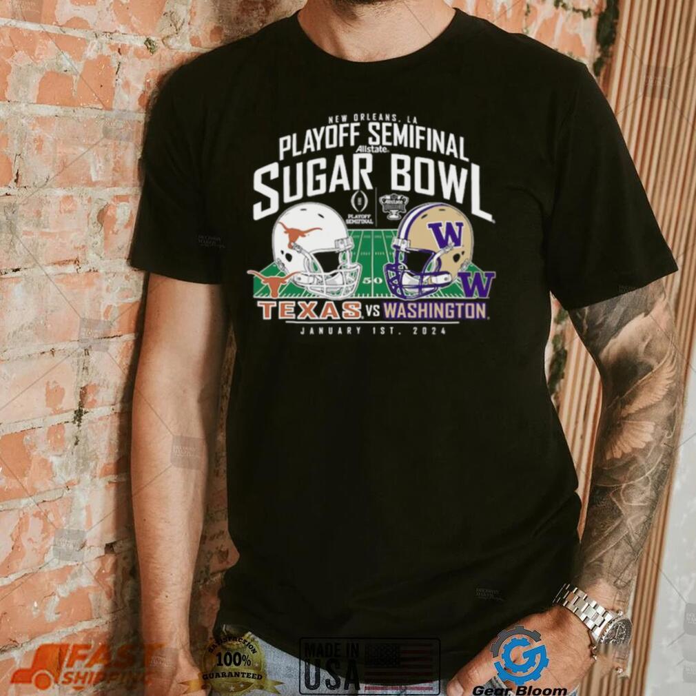 Washington Huskies Vs. Texas Longhorns 2024 Sugar Bowl Helmet Matchup Shirt Washington Huskies Vs. Texas Longhorns 2024 Sugar Bowl Helmet Matchup Shirt