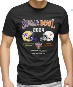 Washington Huskies vs Texas Longhorns Sugar Bowl 2024 january 1 2024 New Orleans LA head to head shirt, hoodie, sweater, long sleeve and tank top Washington Huskies vs Texas Longhorns Sugar Bowl 2024 january 1 2024 New Orleans LA head to head shirt