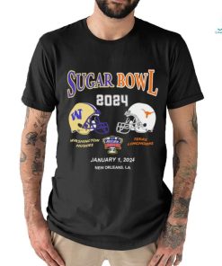 Washington Huskies vs Texas Longhorns Sugar Bowl 2024 january 1 2024 New Orleans LA head to head shirt, hoodie, sweater, long sleeve and tank top Washington Huskies vs Texas Longhorns Sugar Bowl 2024 january 1 2024 New Orleans LA head to head shirt