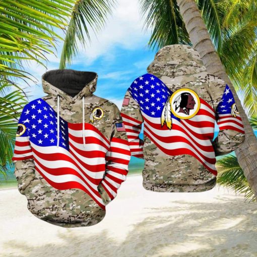 Washington Redskins NFL US Flag Camo Veteran Team 3D Printed Hoodie