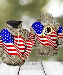 Washington Redskins NFL US Flag Camo Veteran Team 3D Printed Hoodie