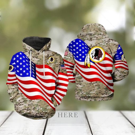 Washington Redskins NFL US Flag Camo Veteran Team 3D Printed Hoodie