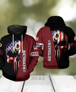 Washington Redskins NFL US Flag Skull Team 3D Printed Hoodie