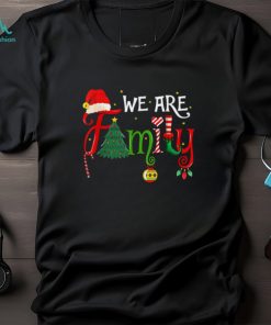 We Are Family Christmas Tree Santa Hat Xmas Elf Candy Cane T Shirt Black X Large