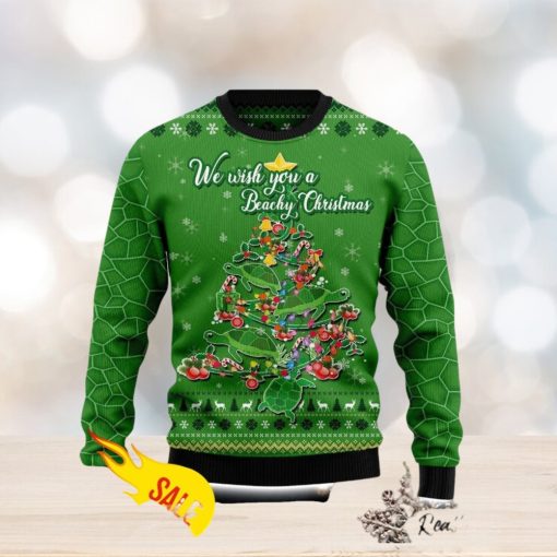 We Wish You A Beachy Christmas Turtles Christmas Ugly Sweater 3D