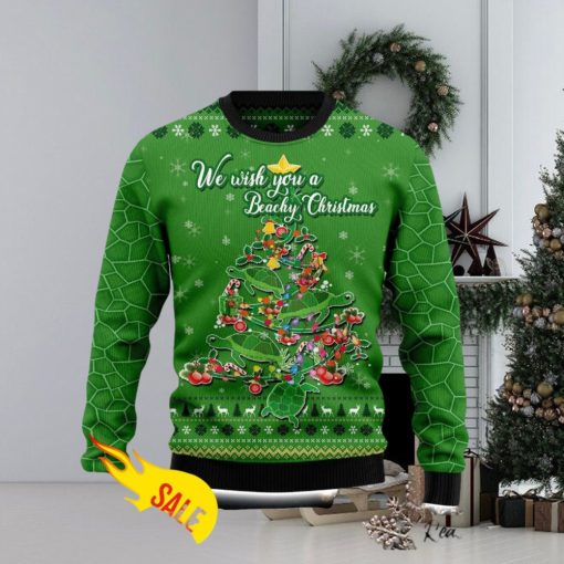 We Wish You A Beachy Christmas Turtles Christmas Ugly Sweater 3D