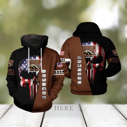 Western Michigan Broncos NCAA US Flag Skull 3D Printed Hoodie