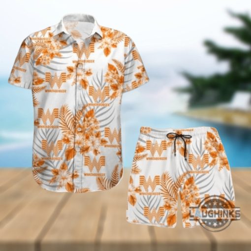 Whataburger Hawaiian Shirt And Shorts Fast Food Aloha Shirts Whataburger Button Up Swim Beach Suit Men Summer Gift For Him Dad