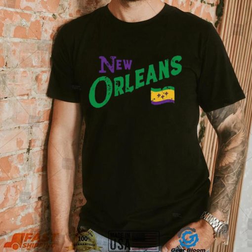 Where I’m From Adult New Orleans Black Script Flag T Shirt