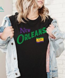 Where I'm From Adult New Orleans Black Script Flag T Shirt