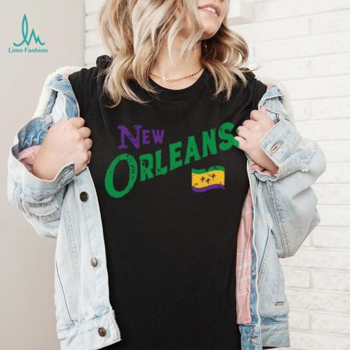 Where I’m From Adult New Orleans Black Script Flag T Shirt