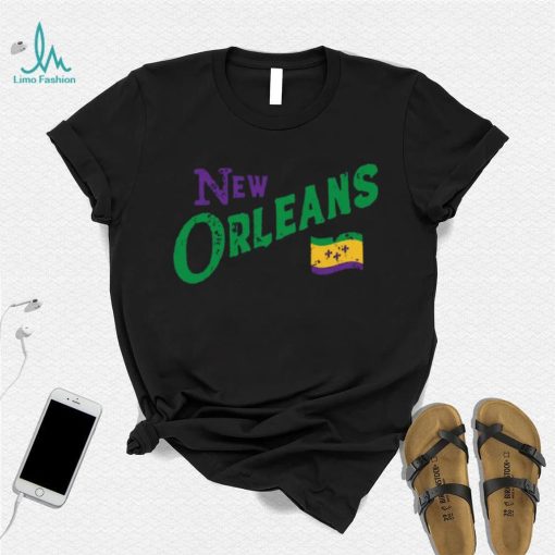 Where I’m From Adult New Orleans Black Script Flag T Shirt