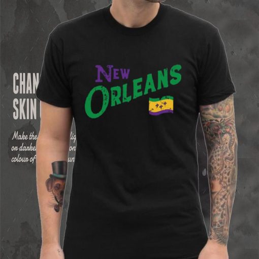 Where I’m From Adult New Orleans Black Script Flag T Shirt