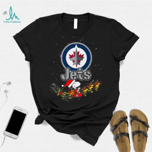 Winnipeg Jets NHL Santa Snoopy and Woodstock Christmas T Shirt