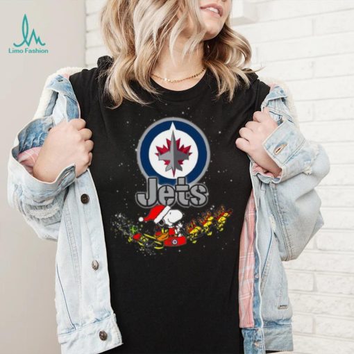 Winnipeg Jets NHL Santa Snoopy and Woodstock Christmas T Shirt