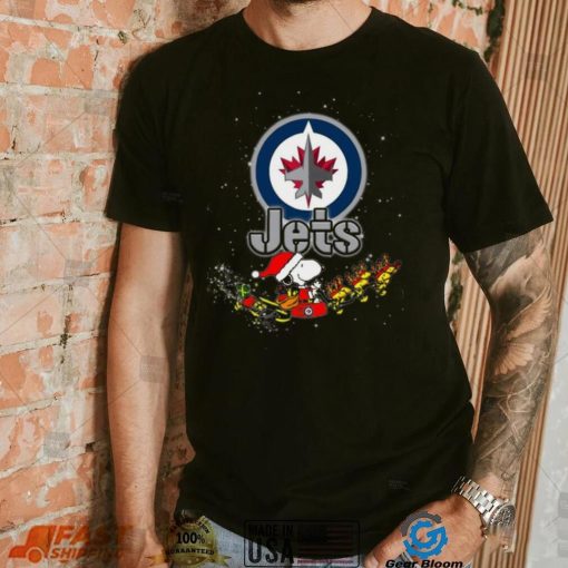 Winnipeg Jets NHL Santa Snoopy and Woodstock Christmas T Shirt