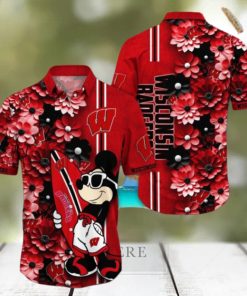 Wisconsin Badgers Hawaiian Shirt Mickey Love Surfing Trending Summer Gift