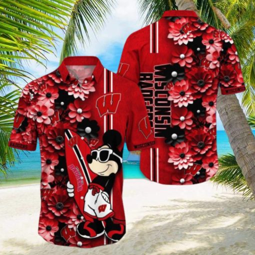 Wisconsin Badgers Hawaiian Shirt Mickey Love Surfing Trending Summer Gift