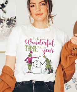 Wonderful Time Of The Year Grinch Snowman Christmas T shirt