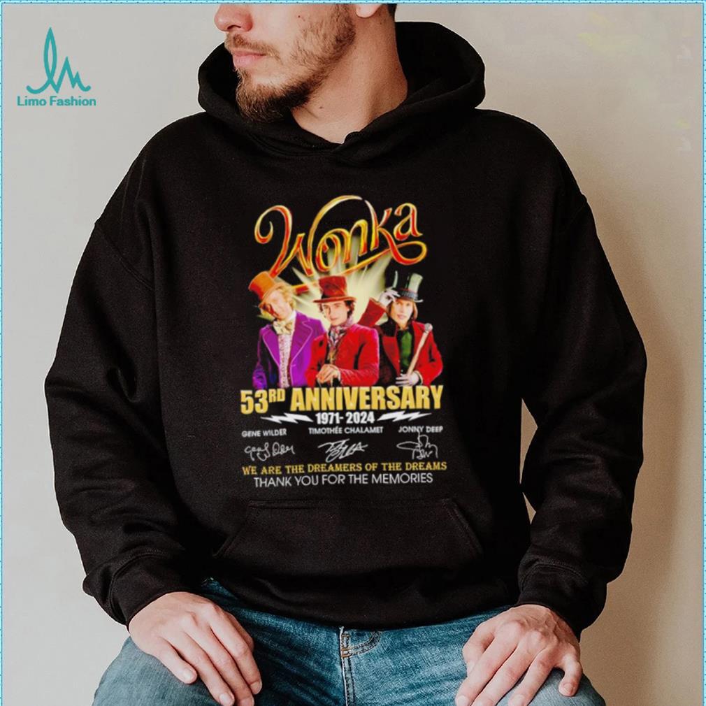 Wonka 53rd Anniverasry 1971 2024 Signatures Thank You For The Memories T Shirt Wonka 53rd Anniverasry 1971 2024 Signatures Thank You For The Memories T Shirt