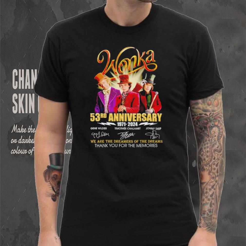 Wonka 53rd Anniverasry 1971 2024 Signatures Thank You For The Memories T Shirt Wonka 53rd Anniverasry 1971 2024 Signatures Thank You For The Memories T Shirt