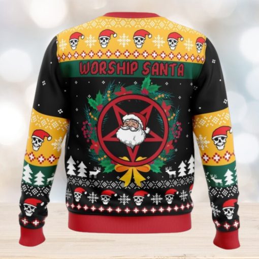 Worship Santa Ugly Christmas Sweater 1