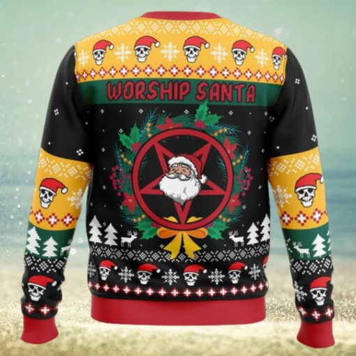 Worship Santa Ugly Christmas Sweater 1