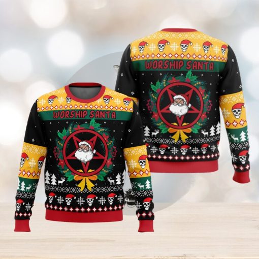 Worship Santa Ugly Christmas Sweater